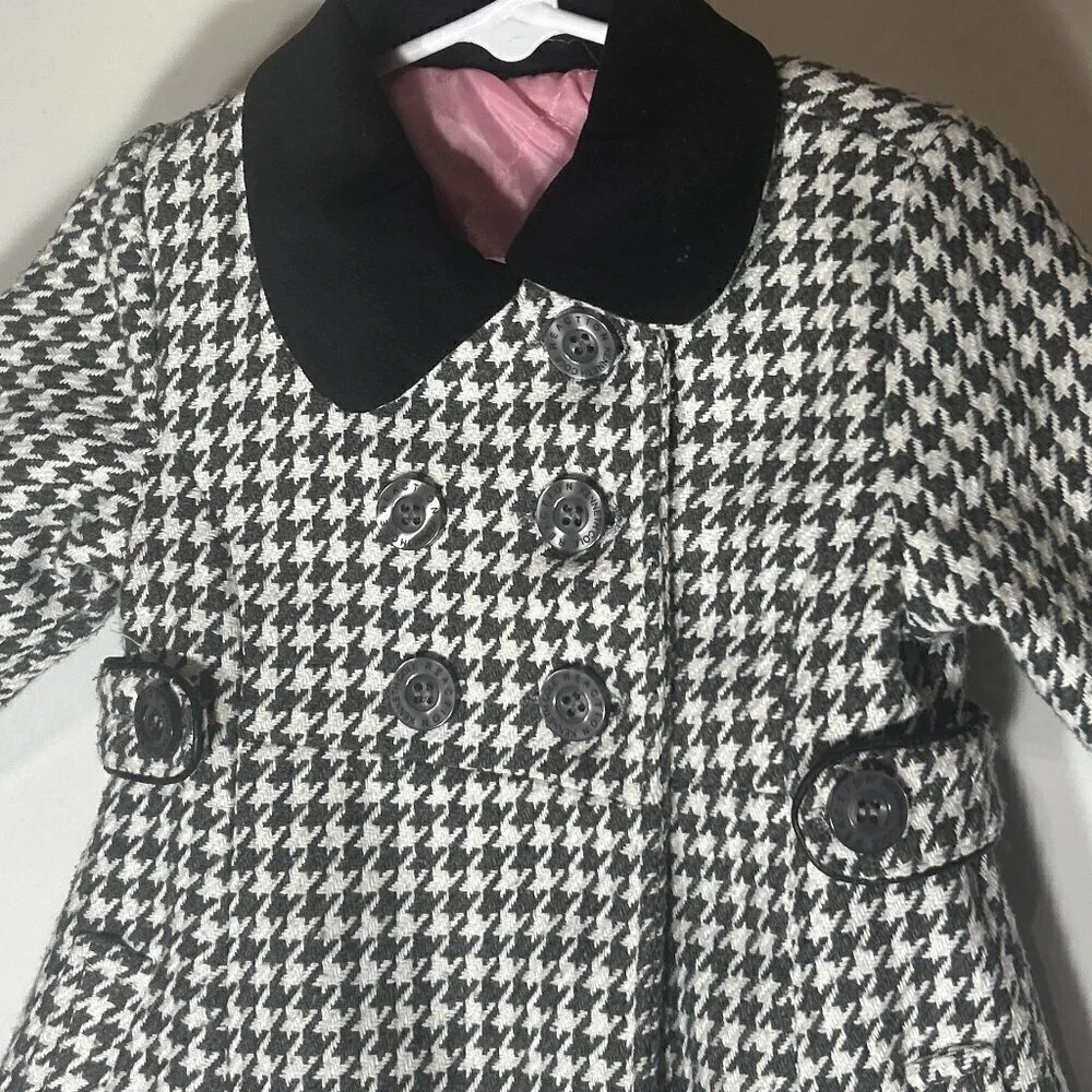 Kenneth Cole Reaction 12M SZ Vintage inspired Houndstooth Girls Winter Coat Clas